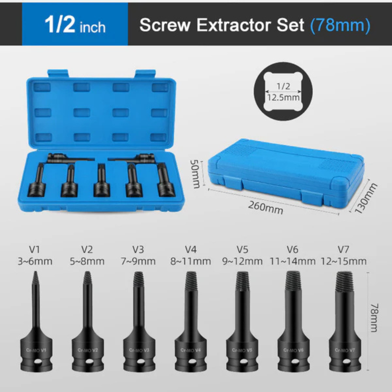 Damaged Screw Extractor Set – Ultimate Bolt & Screw Remover Kit