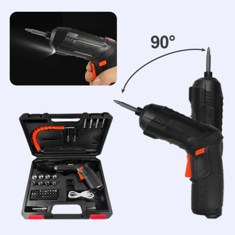 Cordless Rotatable Screwdriver Set - USB Rechargeable Power Tool Kit